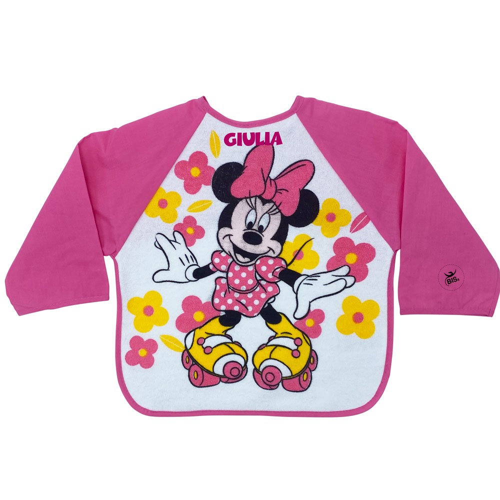 Bavaglino con maniche "Minnie flowers" fuxia