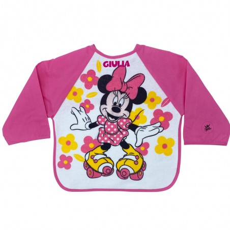 Bavaglino con maniche "Minnie flowers" fuxia