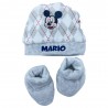 Kit cappellino e babbucce neonato "Topolino" grigio