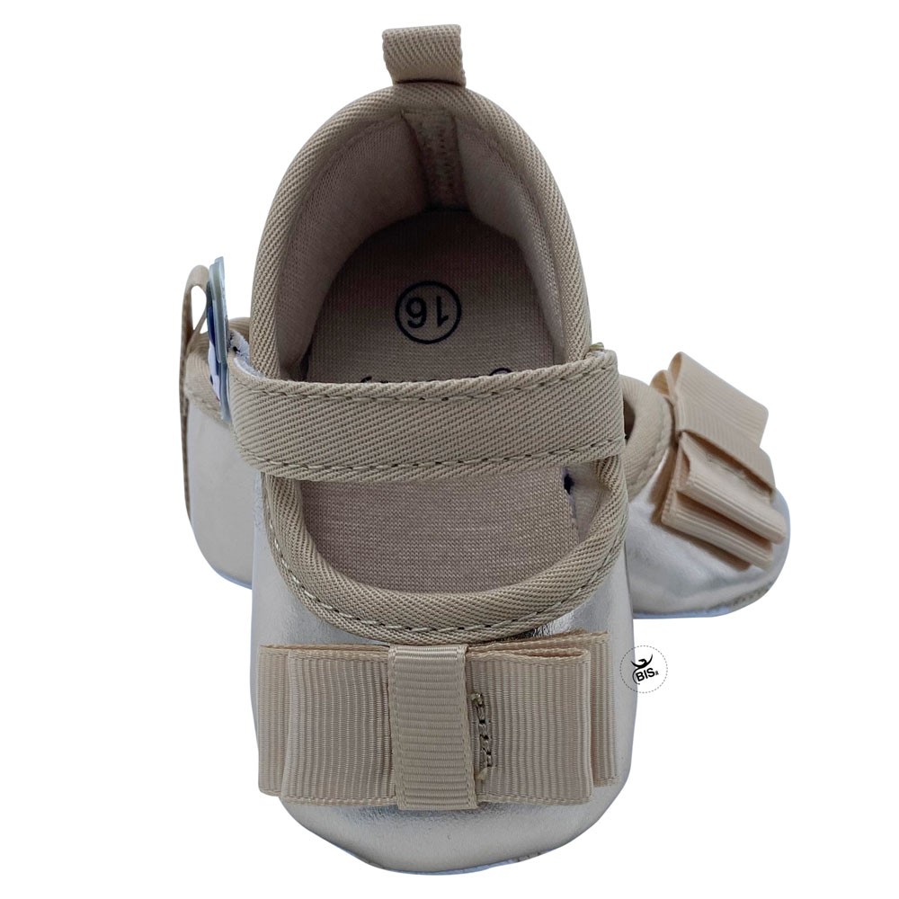 Ballerine neonata oro "Minnie" con fiocco