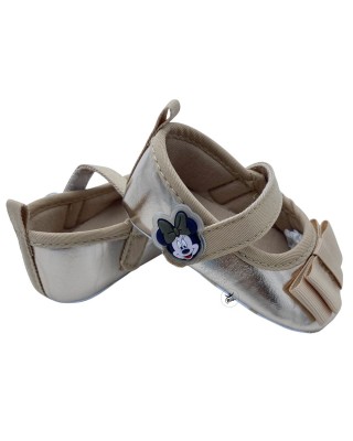 Ballerine neonata oro "Minnie" con fiocco