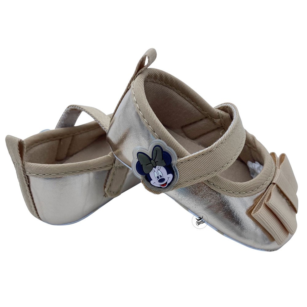 Ballerine neonata oro "Minnie" con fiocco