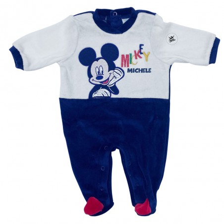 Tutina neonato ciniglia "Mickey mouse" bianca