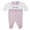 Winter Newborn jumpsuit, with hearts + "I'm daddy's meatball" print.