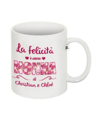 Tazza con scritta "La felicità è essere Nonna di..."