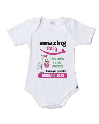 Body neonato/a "Amazing baby" fuxia