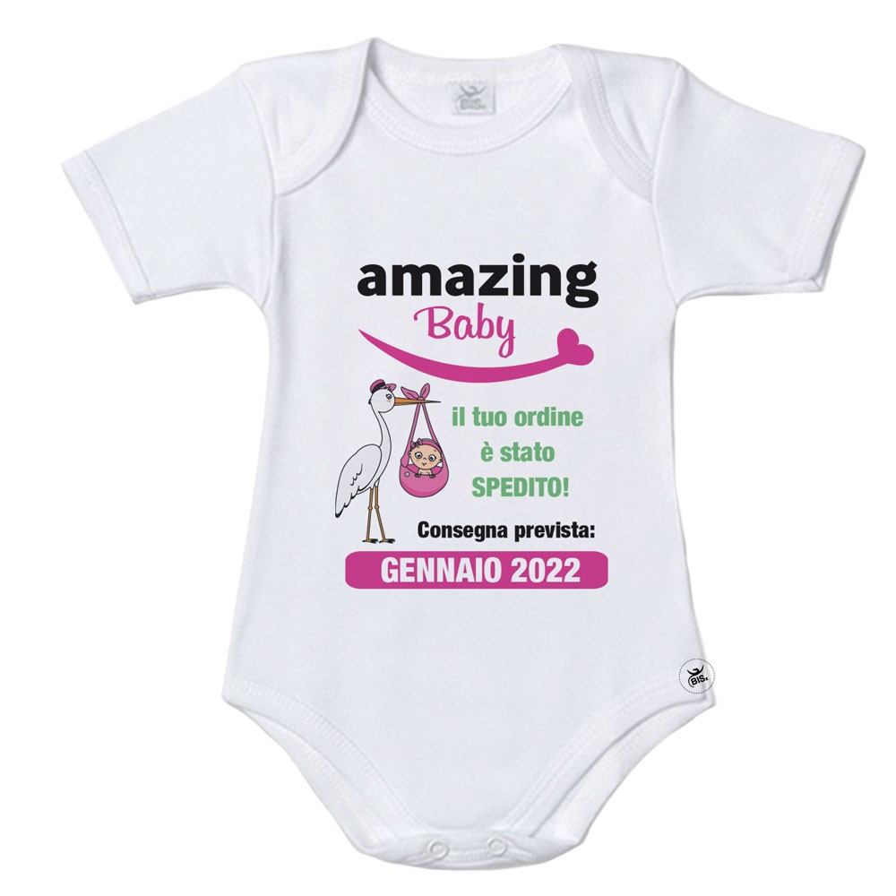 Body neonato/a "Amazing baby" fuxia