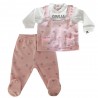Completo clinica in ciniglia con cuoricini e nome in glitter