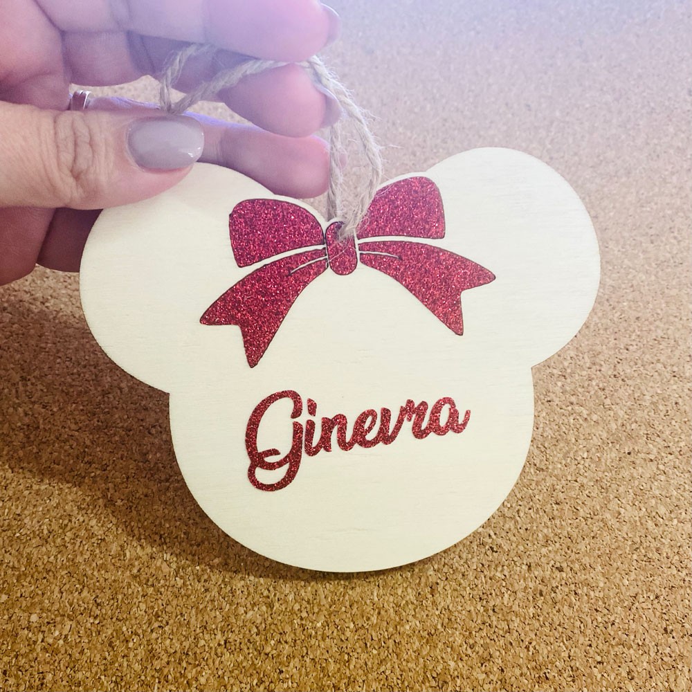 Addobbo in legno da personalizzare con nome in glitter