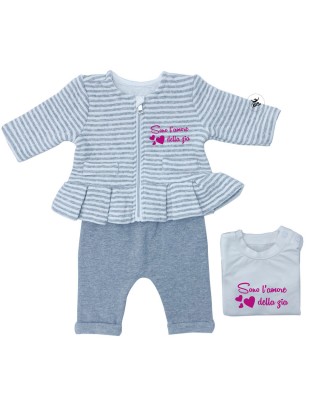 Completo 3 pezzi neonata grigio