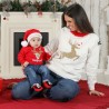 Christmas Little Girl' Sweatshirt "Gold Glitter Reindeer + Name"