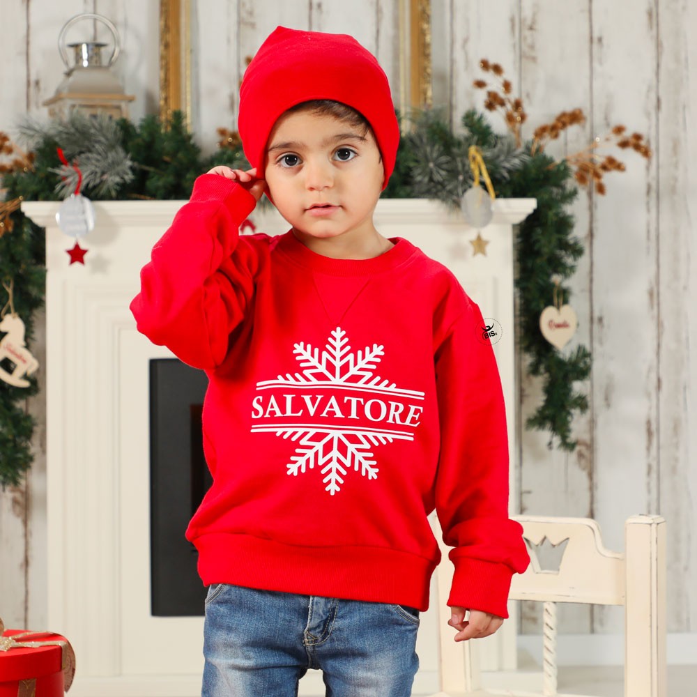 Felpa natalizia per bambini personalizzabile con nome