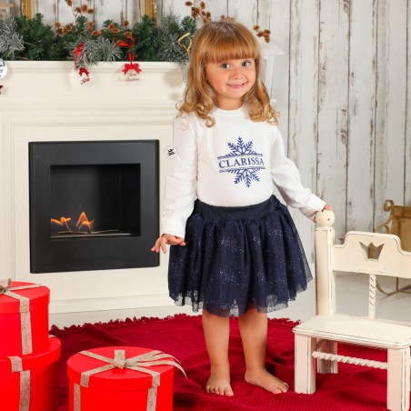 Completo natalizio blu glitter con nome
