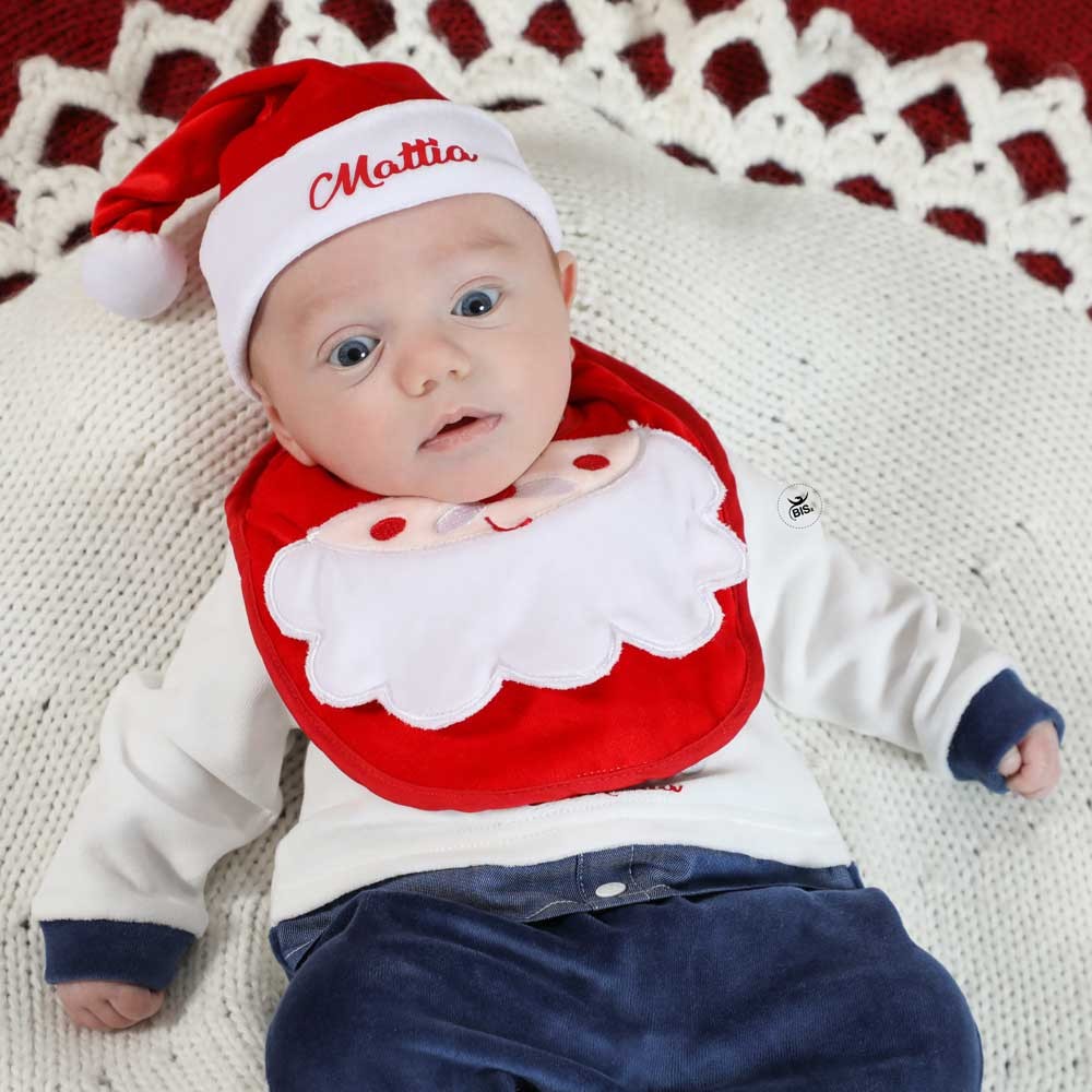 cappello babbo natale con nome e bavaglino barba