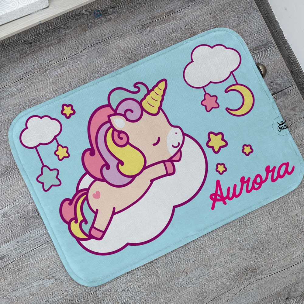 Tappeto per cameretta Baby Unicorn personalizzabile con nome