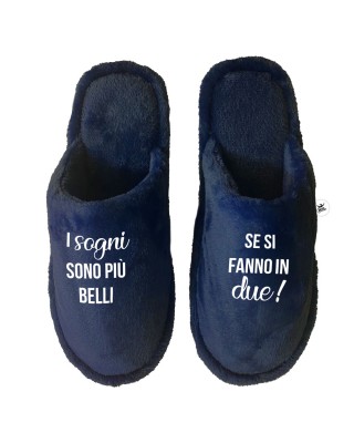 Pantofole uomo blu i sogni sono più belli se si fanno in due