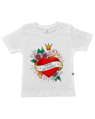 T-shirt bimba manica corta "I love my family"