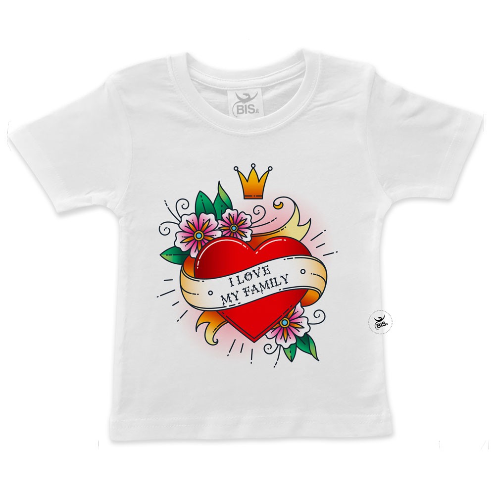 T-shirt bimba manica corta "I love my family"