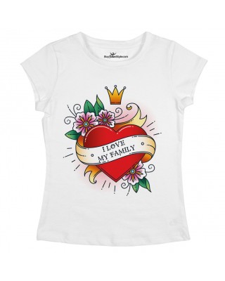 T-shirt Donna "I love my family" grafica tattoo da abbinare alla famiglia