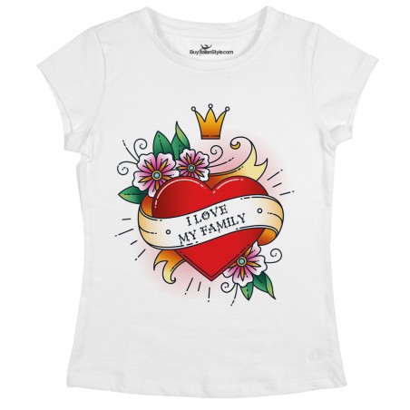 T-shirt Donna "I love my family" grafica tattoo da abbinare alla famiglia