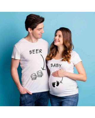 t-shirt di coppia lui birra lei incinta