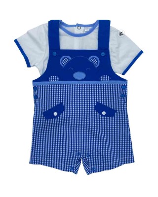 Salopette neonato "orsetto" blu