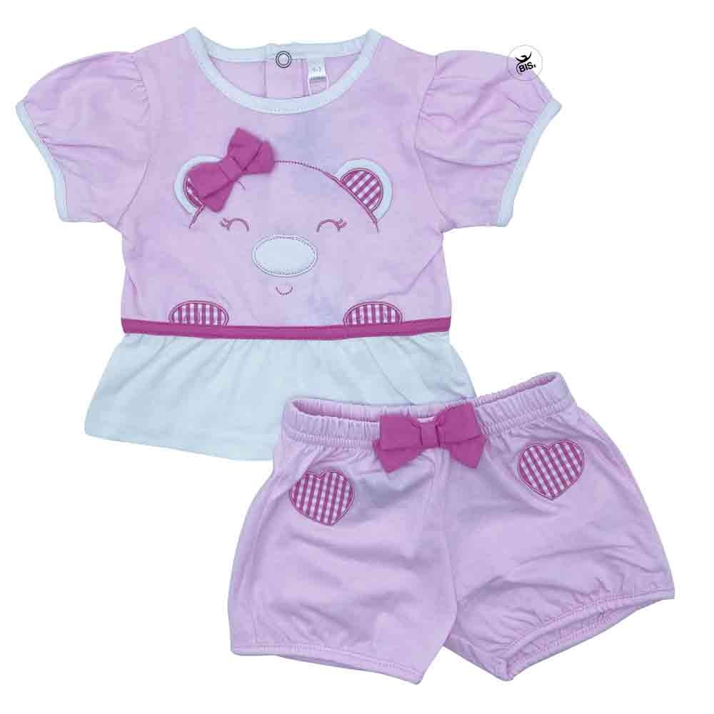 Completino neonata estivo "Orsetto" rosa