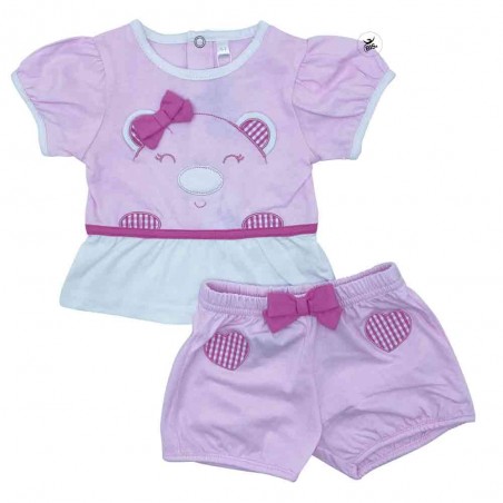 Completino neonata estivo "Orsetto" rosa