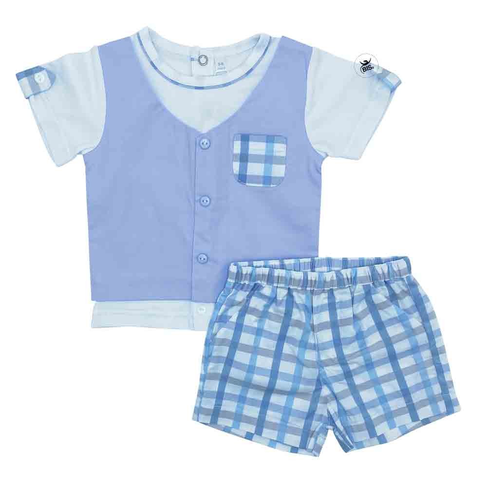 Romper suit with linen waistcoat
