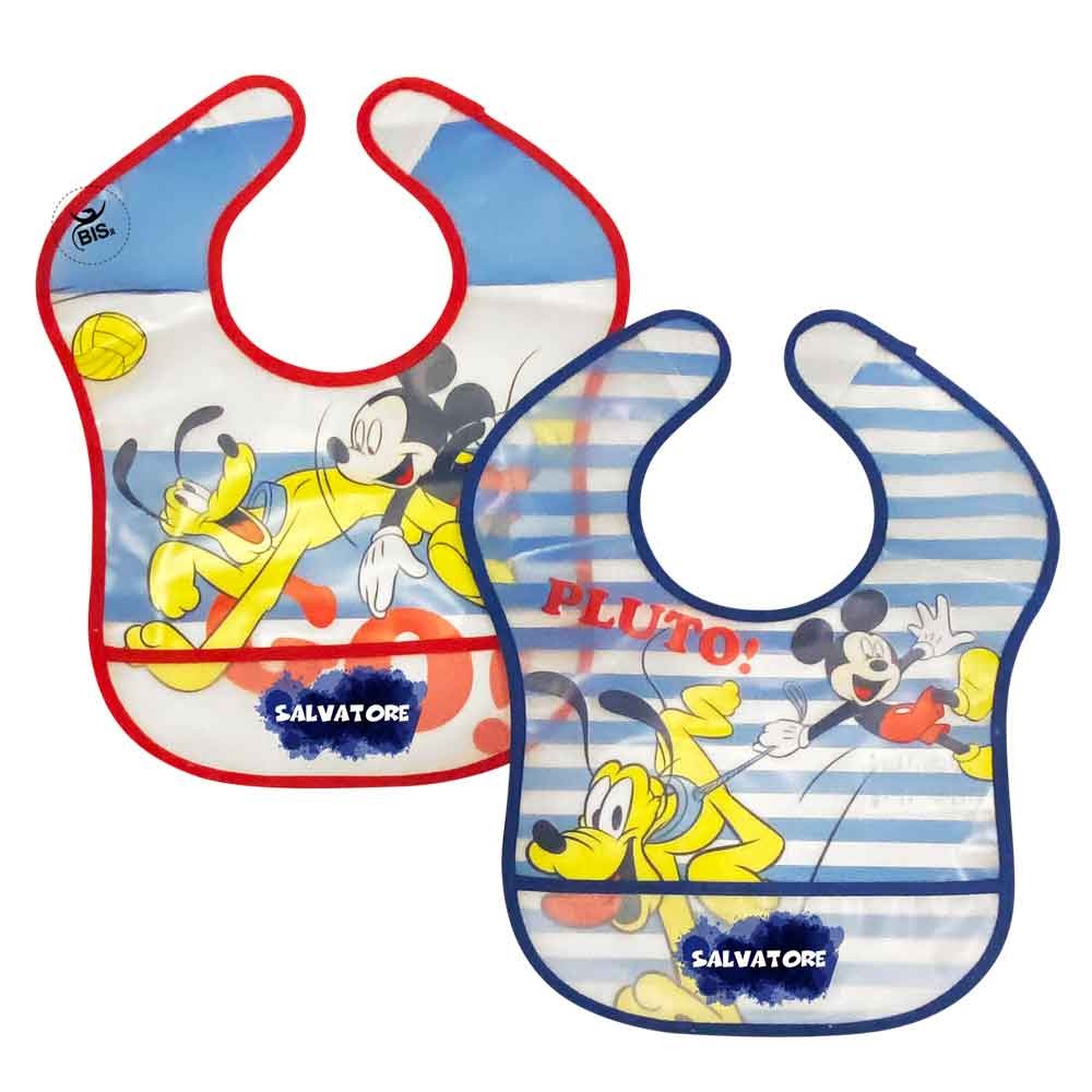 Coppia bavaglini in plastica "Mickey mouse"