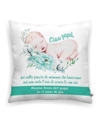 Federa cuscino "Ciao Papà" verde