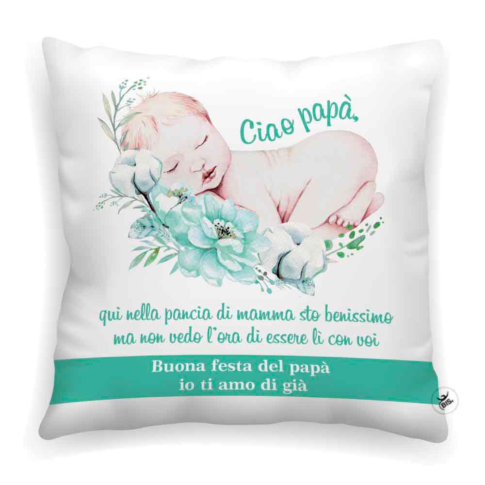 Federa cuscino "Ciao Papà" verde