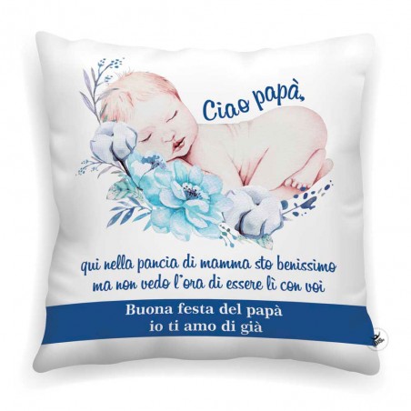 Federa cuscino "Ciao Papà" azzurro