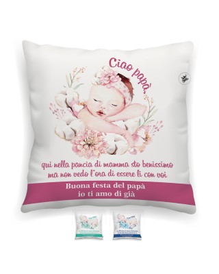 Federa cuscino "Ciao Papà" rosa