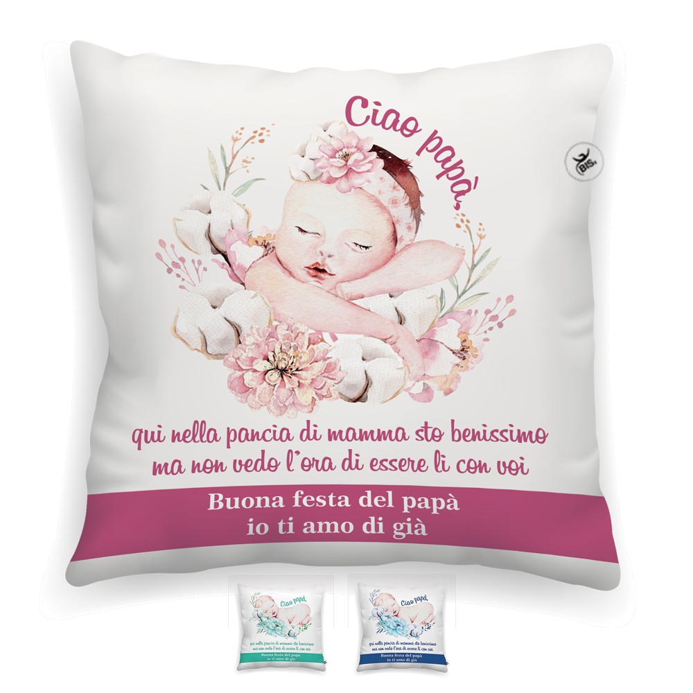 Federa cuscino "Ciao Papà" rosa