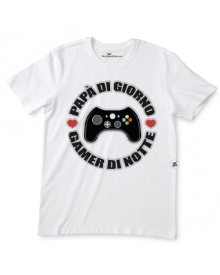 t-shirt papà di giorno gamer di notte