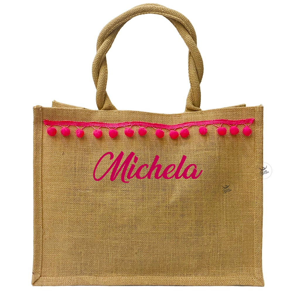 Borsa da Mare con palline applicate fuxia