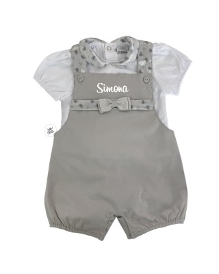 Salopette e maglia neonata grigio