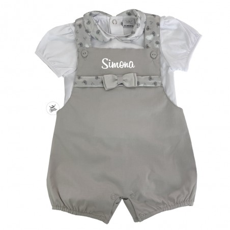 Salopette e maglia neonata grigio