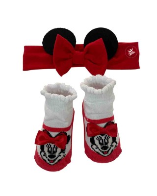 Set disney calzini e fascia con orecchie di Minnie rosso