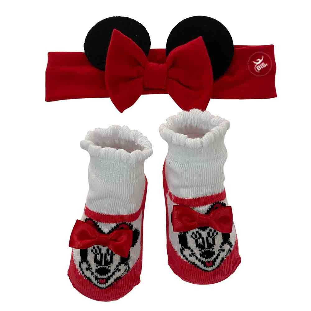 Set disney calzini e fascia con orecchie di Minnie rosso