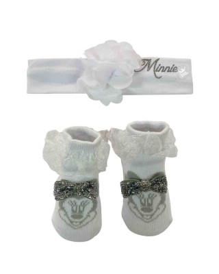 Set disney calzini e fascia Minnie con applicazioni in glitter bianco