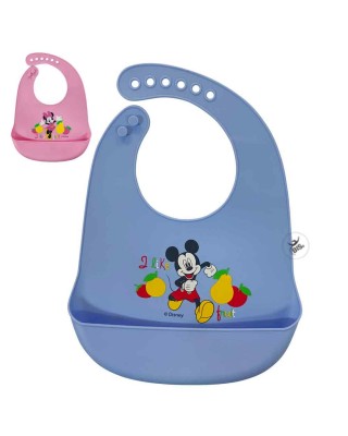 Customizable Pair of plastic bibs "Mickey Mouse and Goofy+ name"