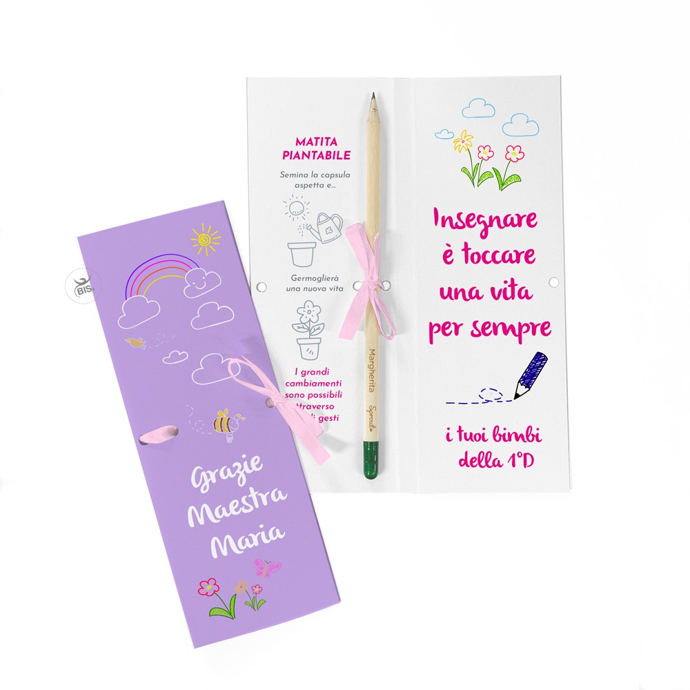 Matita con semi da piantare con packaging a libretto da personalizzare con  dedica