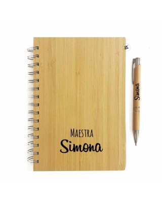 Set penna e agenda in bamboo