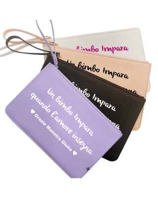 Pochette in ecopelle da personalizzare con dedica e firma