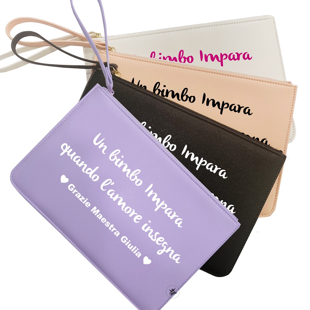 Pochette in ecopelle da personalizzare con dedica e firma