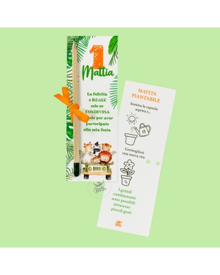 Kit 7 pz. Matita con semi da piantare con packaging Linea Safari