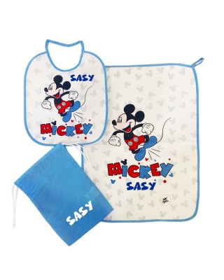 Kit Asilo plastificato "Mickey" azzurro