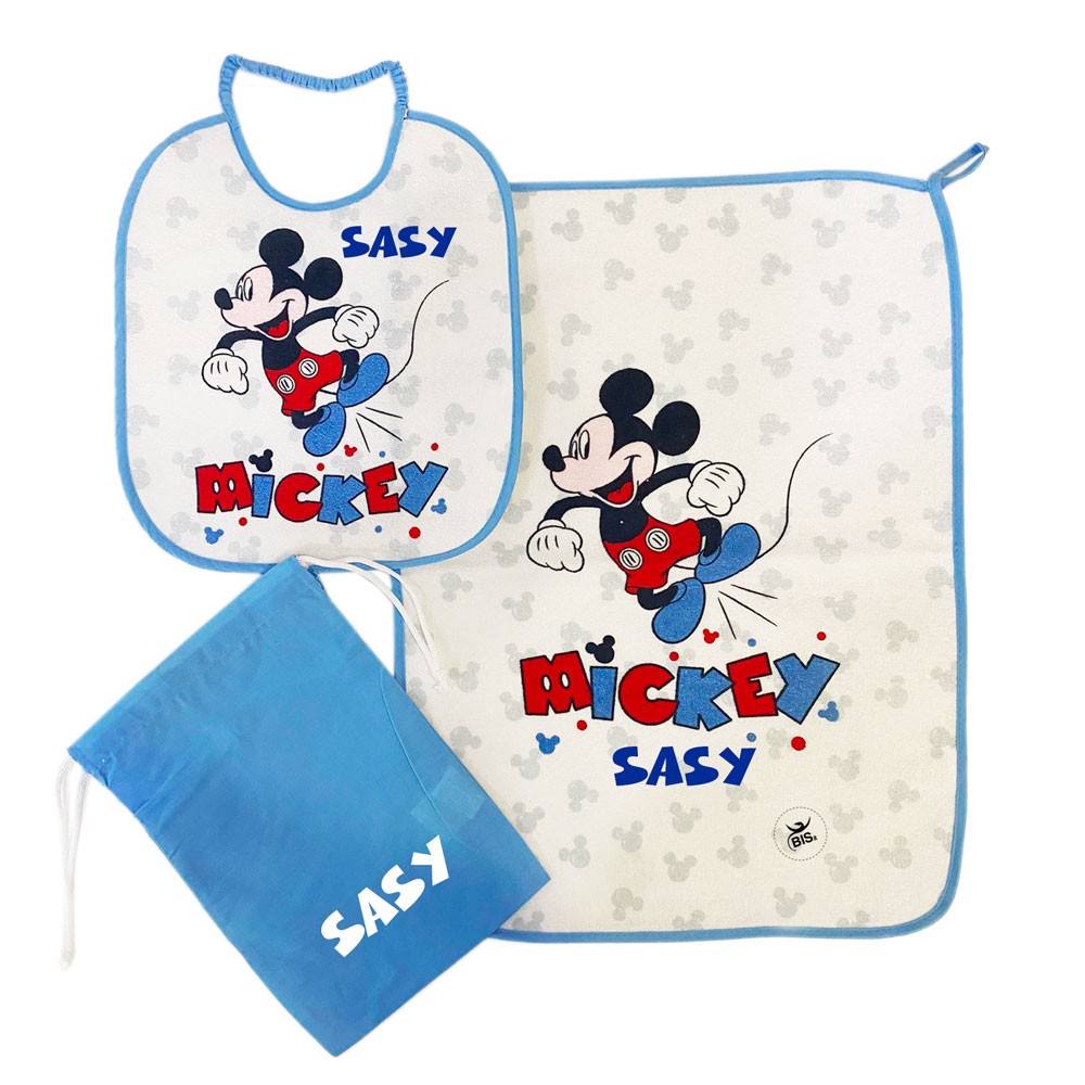 Kit Asilo plastificato "Mickey" azzurro